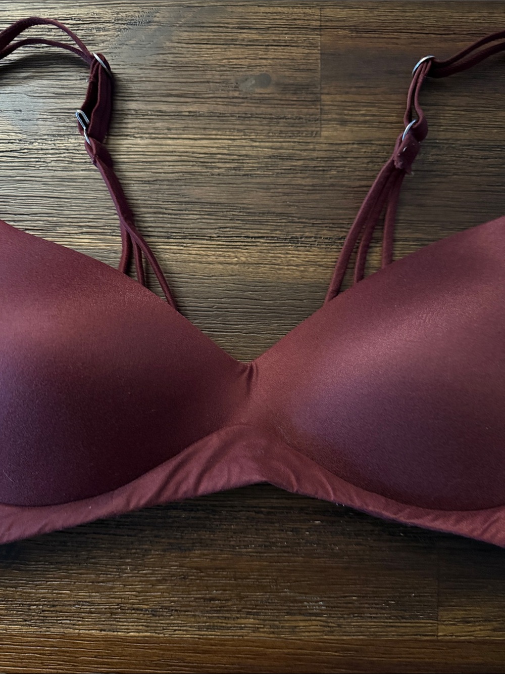 American Eagle Aerie Real Sunnie Wireless Push Up Bra Burgundy 36B - Picture 3 of 11
